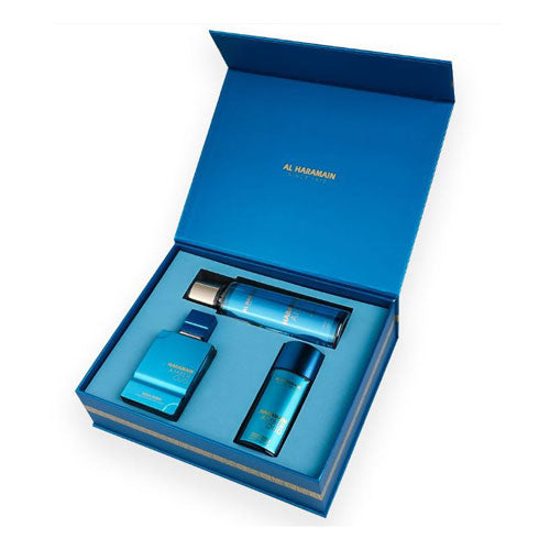 SET AL HARAMAIN AMBER OUD AQUA DUBAI UNISEX EDITION GIFT ( 3 PC )2.5 OZ EDP SP /1.2 OZ  EDP /BODY MIST