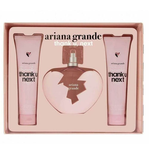 SET ARIANA GRANDE THANK U` NEXT WOMEN ( 3 PC )3.4 OZ  EDP SP / 3.4 OZ BODY SOUFFLE / 4.0 OZ BODY MIST
