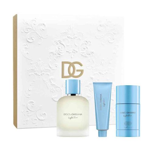 SET DOLCE & GABANNA LIGHT BLUE MEN ( 3 PC) 3.4 OZ EDT SP / 1.7 OZ SG / 2.5 OZ DEO STICK