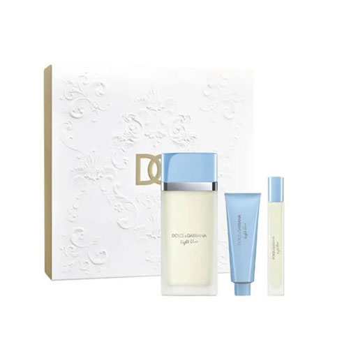 SET  DOLCE & GABANNA  LIGHT BLUE WOMEN ( 3 PC ) 3.4 OZ EDT SP /1.6 OZ BL /0.34 OZ EDT SP