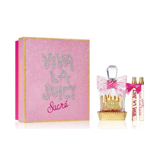 SET JUICY COUTURE LA VIVA JUICY SUCRE WOMEN ( 3 PC ) 3.4 OZ EDP SP / X2 MINI