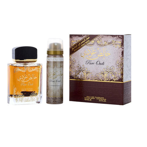 SET LATTAFA  PURE OUDI UNISEX ( 2 PC ) 3.4 OZ EDP SP / 1.7 OZ DEO SP