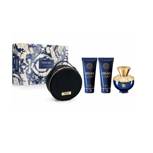 SET VERSACE DYLAN BLUE WOMEN (4  PC) 3.4 OZ EDP SP /3.4 OZ BL / 3.4 OZ SG /BEAUTY CASE